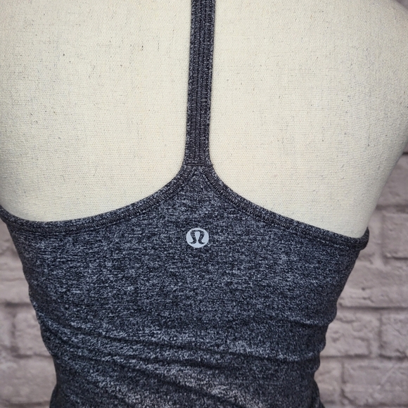Lululemon Power Y tank Heathered Black gray racerback thin straps tank top sz 4 - Picture 9 of 11
